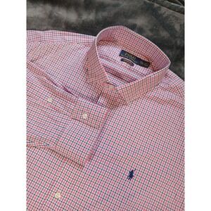 Polo Ralph Lauren Performance Plaid Blue Pink Mens 2XL XXL  Button Up Shirt